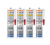 Dryzone Anti-Mould Silicone Sealant - 310ml, 4 Pack, Clear - Premium Sanitary-Grade Low-Odour, Low VOC Sealant for Bathroom and Kitchen