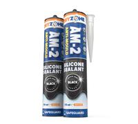 Dryzone Anti-Mould Silicone Sealant Black 310Ml X 2 Pack Waterproof, Low-Odour & Voc For Bathroom, Kitchen, Window, Sink, Bath