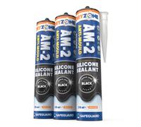 Dryzone Anti-Mould Silicone Sealant Black 310Ml X 3 Pack Waterproof, Low-Odour & Voc For Bathroom, Kitchen, Window, Sink, Bath
