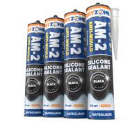 Dryzone Anti-Mould Silicone Sealant Black 310Ml X 4 Pack Waterproof, Low-Odour & Voc For Bathroom, Kitchen, Window, Sink, Bath