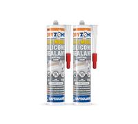 Dryzone Anti-Mould Silicone Sealant Clear (310ml, 2 Pack) Waterproof, Premium Sanitary-Grade Low-Odour, Low VOC Sealant for Bathroom and Kitchen