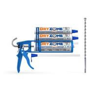Dryzone Damp Proofing Injection Cream Kit (Pack of 3 DPC Cream + Cox Mastic Gun & Drill Bit) High-Strength, BBA & WTA Approved Rising Damp Treatment in Walls