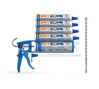 Dryzone Damp Proofing Injection Cream Kit (Pack of 5 DPC Injection + Cox Mastic Gun & Drill Bit) High-Strength, BBA & WTA Approved Rising Damp Treatment in Walls