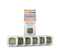Dryzone Hygrometer (White, 6-Pack) Mini Magnetic Digital Thermometer & Hygrometer - Room Temperature & Humidity Monitor with Emoticon Display. Compact Indoor Sensor for Condensation & Mould Prevention