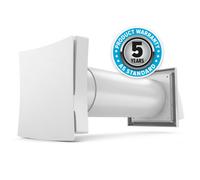 Dryzone Telescopic Passive Wall Intake Vent Grille Kit With Filter (100 mm, White) Adjustable Airflow Condensation & Mould Control