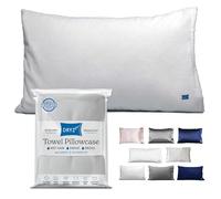 DryZzz The Waterproof Pillow Covers | Double Sided Towel Pillowcase for Wet & Dry Hair | Waterproof Pillow Protector Cooling Case 29"x19" White Standard Size, Hair Drying Sweat Proof Pillowcase, 1pc