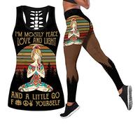 DRZHEAM Women’s Sugar Skull Yoga Outfits for Women 2 Piece Sets, Halloween Sleeveless Tank Tops Leggings Workout Activewear for Girls