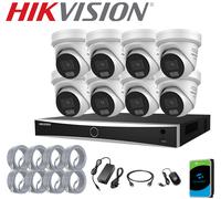 DS-2CD2387G3-LIS2UY/SL Hikvision 4K NVR DS-7616NXI-K2/16P POE 8MP IP Camera Kit