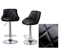 DS 2xBar Stools Bar Chairs Breakfast Dining Stools for Kitchen,Counter, Bar Stools Adjustable Swivel Gas Lift/Chrome Steel Footrest & Base-Grey & Black (Black)