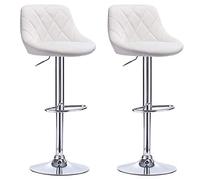DS 2xBar Stools Chairs Breakfast Dining Stools for Kitchen,Counter, Bar Stools Adjustable Swivel Gas Lift/Chrome Steel Footrest. Light Grey, Grey & Black (White)