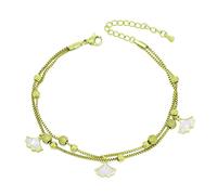 DS Ankle bracelets for women14K Gold Plated Beach Dainty Cute Tiny Adjustable Stainless steel Butterfly pearl ankle bracelets Personalized Foot chain Jewelry Gifts for Wife, Stainless Steel
