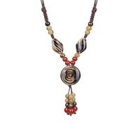 DS Boho Beaded Necklace for Women-Colorful Ceramic & African Tribal Beads, Adjustable Long Chunky Bohemian Jewelry with Gift Box Packaging,Hippie Witchy Vintage Handmade Fashion Statement Necklace