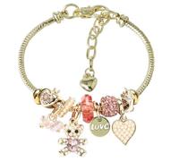 DS Charm Bracelets for teen girls exquisite cute cartoon friendship bracelet Gold Stainless Steel Bangle birthday Gift box Adjustable little girls kids jewelry holiday gifts, Adjustable, Stainless