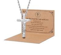 DS Christian Cross Necklace for Men Women-18K Gold Stainless Steel Crucifix Necklaces with Inspirational Bible Verse Religious Gift for Prayer Faith Jesus/God-Catholic Christian Pendant Jewelry, S