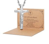 DS Christian Cross Necklace for Men Women-18K Gold Stainless Steel Crucifix Necklaces with Inspirational Bible Verse Religious Gift for Prayer Faith Jesus/God-Catholic Christian Pendant Jewelry, L