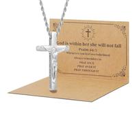 DS Christian Cross Necklace for Men Women-18K Gold Stainless Steel Crucifix Necklaces with Inspirational Bible Verse Religious Gift for Prayer Faith Jesus/God-Catholic Christian Pendant Jewelry