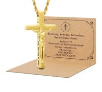 DS Christian Cross Necklace for Men Women-18K Gold Stainless Steel Crucifix Necklaces with Inspirational Bible Verse Religious Gift for Prayer Faith Jesus/God-Catholic Christian Pendant Jewelry, S