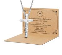 DS Christian Cross Necklace for Men Women-18K Gold Stainless Steel Crucifix Necklaces with Inspirational Bible Verse Religious Gift for Prayer Faith Jesus/God-Catholic Christian Pendant Jewelry, S