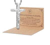 DS Christian Cross Necklace for Men Women-18K Gold Stainless Steel Crucifix Necklaces with Inspirational Bible Verse Religious Gift for Prayer Faith Jesus/God-Catholic Christian Pendant Jewelry, L