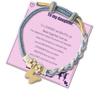 DS Daughter Bracelet Gifts from Mother,Butterfly Braided Rope Charm Bracelets for Women, Exquisite Adjustable Handmade DIY Knot miss you Bracelets Birthday Jewelry Gift For Daughter, Adjustable, Nylon