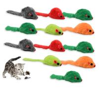 ds. distinctive style 12 Pcs 4" Furry Cat Toy Mice, Random Color Faux Mouse Toys, Cat mouse toy with Plastic Body, Interactive Catnip Toys for Indoor Cats Kitten Play