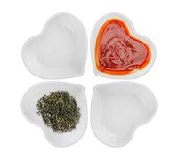 DS. DISTINCTIVE STYLE 4 Pieces Heart-Shaped Dish Mini Bowls Coaster Seasoning Dish for Sauce Dessert (Heart) (White)