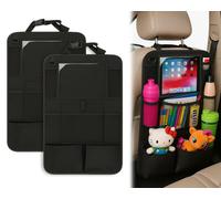 ds. distinctive style Car Backseat Organizer Back Seat Storage With Touch Screen Tablet Sleeve 9 Pockets Kick Mats Water Resistant Travel Organizer For Daily Travel 2 Pack Black