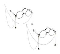 DS. DISTINCTIVE STYLE Gothic Glasses Chain with Pendants Halloween Metallic Chain for Glasses Around Neck for Women, 2 Pack, Black, One Size