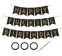 ds. distinctive style Happy Fucking Birthday Banner Black Funny Birthday Decorations for Men and Women