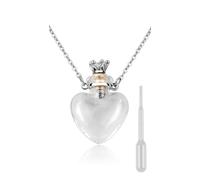 ds. distinctive style Heart Shape Bottle Perfume Bottle Pendant Necklace - Memorial Liquid Necklace for Ashes - Keepsake Urn Necklace, Glass, Glass