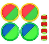 DS. DISTINCTIVE STYLE Hook and Loop Ball Catch Game Set - Outdoor Games for Kids Beach Pool Toys Backyard Toss and Catch Ball Set with 4 Paddles 4 Balls