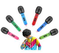 ds. distinctive style Inflatable Microphones 6 Pieces 10-Inch Blow up Microphones 80s 90s Party Favors Performace Photo Props Random Colors