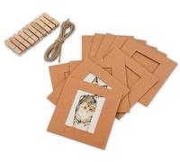 ds. distinctive style Pictures Wall Decor Hanging Mini Picture Frame, 10 Pieces Paper 2x3 Frame Compatible with Polaroid, Fujifilm Instax Mini Film (Brown)