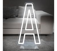 DS&DV 76cm Letter A Light Sign, Dimmable White LED Neon Sign with Free Stand Up Base, DIY Customizable Alphabet Signs for Birthday Anniversary Wedding Party Home Bar Decor (Letter A)