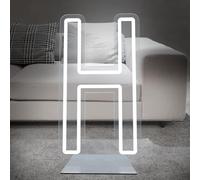 DS&DV 76cm Letter H Light Sign, Dimmable White LED Neon Sign with Free Stand Up Base, DIY Customizable Alphabet Signs for Birthday Anniversary Wedding Party Home Bar Decor (Letter H)