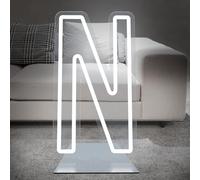 DS&DV 76cm Letter N Light Sign, Dimmable White LED Neon Sign with Free Stand Up Base, DIY Customizable Alphabet Signs for Birthday Anniversary Wedding Party Home Bar Decor (Letter N)