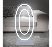 DS&DV 76cm Letter O Light Sign, Dimmable White LED Neon Sign with Free Stand Up Base, DIY Customizable Alphabet Signs for Birthday Anniversary Wedding Party Home Bar Decor (Letter O)