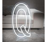 DS&DV 76cm Letter Q Light Sign, Dimmable White LED Neon Sign with Free Stand Up Base, DIY Customizable Alphabet Signs for Birthday Anniversary Wedding Party Home Bar Decor (Letter Q)