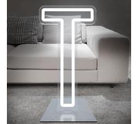 DS&DV 76cm Letter T Light Sign, Dimmable White LED Neon Sign with Free Stand Up Base, DIY Customizable Alphabet Signs for Birthday Anniversary Wedding Party Home Bar Decor (Letter T)