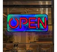 DS&DV Store Neon Sign 19 inches Open Sign 3D Colourful Effect Pizza Light Up Sign for Business Coffee Bar Double Sign Promotions Light Sign (Color-changing, OPEN)