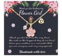 DS Flower Girl Necklace Gifts |Heart Initial Letter Flower Necklaces with Pearl Charm for Women | Personalized Wedding Proposal Bridal Shower Party Jewelry Gift | 18K Gold Plated Stainless Steel