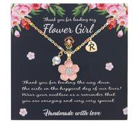 DS Flower Girl Necklace Gifts |Heart Initial Letter Flower Necklaces with Pearl Charm for Women | Personalized Wedding Proposal Bridal Shower Party Jewelry Gift | 18K Gold Plated Stainless Steel