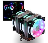 DS leddess 6-Heat Pipes 90MM PC CPU Cooler, Fin Air Cooler Case PWM Fans Radiator for Intl LGA 1366 1155 1156 2011 1200 and AM4 (3Pack RGB Fans, C Series)