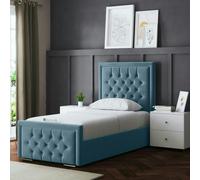 DS Living Allegra Ottoman Bed with Upholstered Headboard - Blue - Single / 3ft