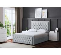 DS Living Allegra Upholstered Silver Panel Bed With Headboard King