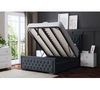 DS Living Allegra Upholstered Steel Panel Bed With Headboard And Ottoman Base Storage Double