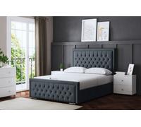 DS Living Allegra Upholstered Steel Panel Bed With Headboard King