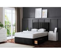 DS Living Amelia Black Upholstered Panel Divan Bed With Headboard And Four Drawers King