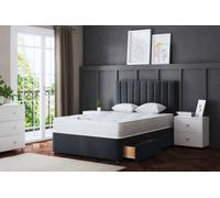 DS Living Amelia Steel Upholstered Panel Divan Bed With Headboard And Two Drawers Small Double