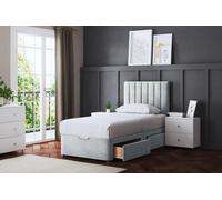 DS Living Amelia Upholstered Silver Panel 2 Draw Divan Bed with Headboard | Size: Small Double DS Living Silver Small Double